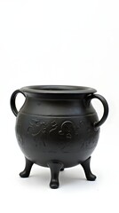 Traditional Cast Iron Cauldron on White Background