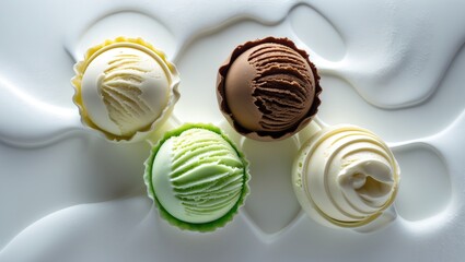 Obraz premium Various ice cream scoops separated on a background