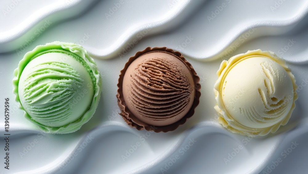 Poster various ice cream scoops isolated on a background