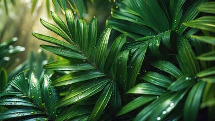 Fototapeta premium Amidst the rain, the garden comes to life in vibrant colors.