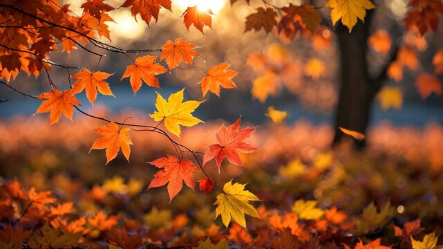 Bright maple foliage in the evening light