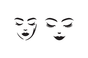 Symbol of simple Fashion woman face icon silhouette in a simple, minimalist vector on a white background