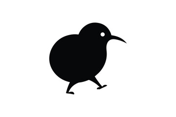 simple Kiwi bird silhouette icon vector isolated in white background