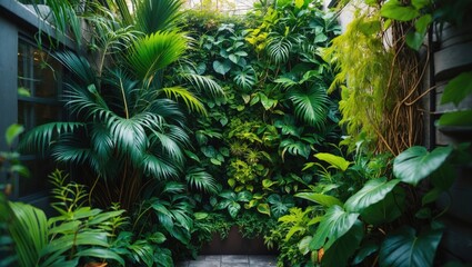 Fototapeta premium Vertical garden in an urban outdoor space.
