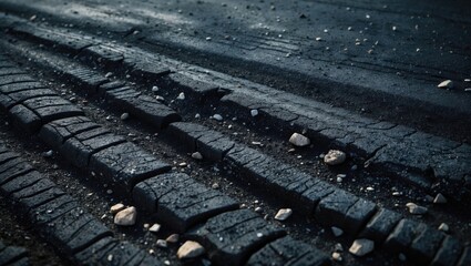 Vehicle Tire Imprints on Moist Sand Surface