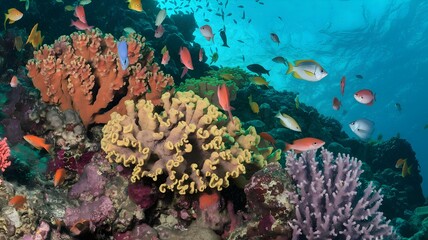 Fototapeta premium Thriving Coral Garden with Diverse Marine Fish