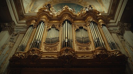 Ornate church pipe organ