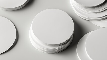 White background showcasing a stack of blank circle beer pad mockups, with room to add your label or design