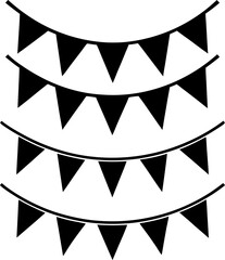Bunting flags vector and Silhouette of birthday bunting flags art collection