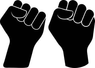Set of raised fists vector and Silhouette of hand fist art collection