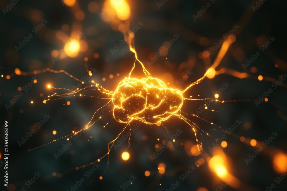 Leinwandbilder exploring the mesmerizing glow of neural networks and artificial intelligence in a cyber landscape, 