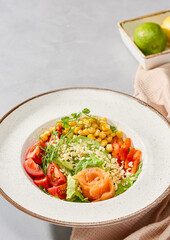 Vibrant Salad Composition with Fresh Ingredients in Rustic Setting