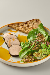 Gourmet Salmon Rillettes in Nori with Salad Mix on Elegant Plate A Minimalist Food Photography Exploration