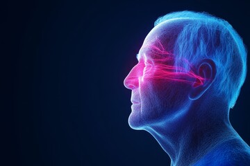 Detailed 3D Model of the Aging Auditory System in Elderly - Aging ear, hearing loss, inner ear, sensory decline, auditory system. Illustrates age-related changes impacting sound perception