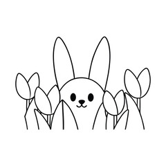 rabbit and flower vector