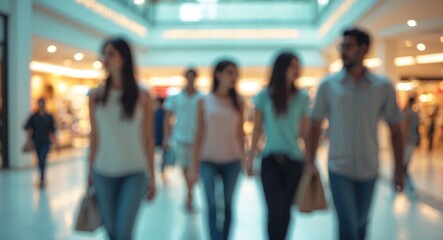 Abstract blurred beautiful luxury shopping mall and retail store interior for backdrop