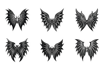 Fierce Demon & Graceful Angel Wings Vector Pack – A fantasy-themed bundle of high-res wings for dark and light concept art or mystical posters.