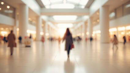 Defocused shopping mall in department store with bokeh and abstract blur background