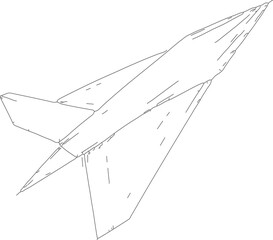 Paper plane drawing vector, continuous single one line art style isolated on white background.