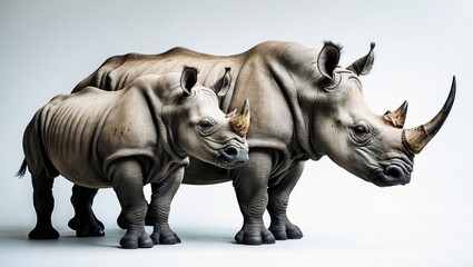 Obraz premium white rhinos alone on a plain background