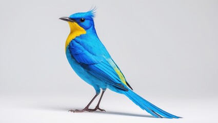 Naklejka premium Beautiful blue bird known as the White-bellied Redstart, isolated against a white background.