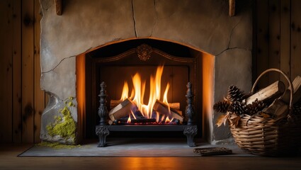 With the screen removed, the warm fire in the fireplace is easily visible.