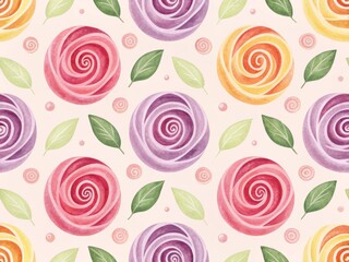 Delicate Watercolor Rose Pattern on Pastel Background