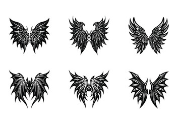 Wings of Light & Darkness Vector Pack – Stunning collection of angel and demon wing illustrations for gothic art, tattoos, and fantasy decor.
