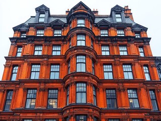 Fototapeta premium Ornate, terracotta-colored building facade