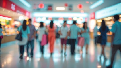 Defocused interior of a shopping mall department store for background use