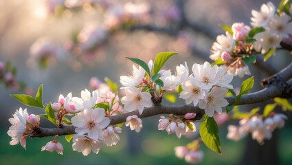 Obraz premium A remarkable showcase of tender white petals gracing the boughs of a tree