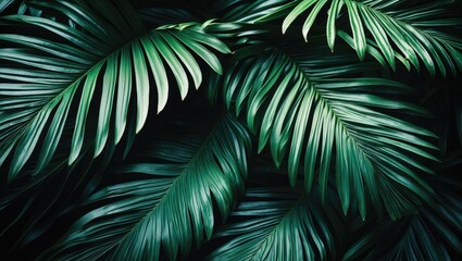 Detailed view of a dark palm leaf in an abstract textured background