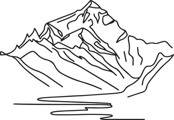 Mount Everest in Simple Line Drawing