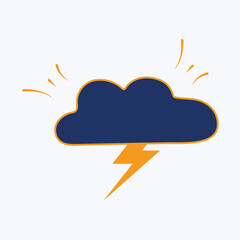 Cloud with thunder, illustration, vector, on a white background.Editable stroke. Vector
