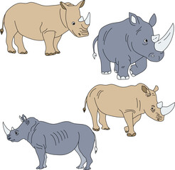 Rhino Clipart Set: Hand-drawn Rhino Illustrations: Doodle Cartoon Rhino Animals for Crafters, Designers, and DIY Lovers.