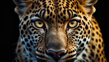 Obraz premium Intriguing close-up image of a leopard's portrait