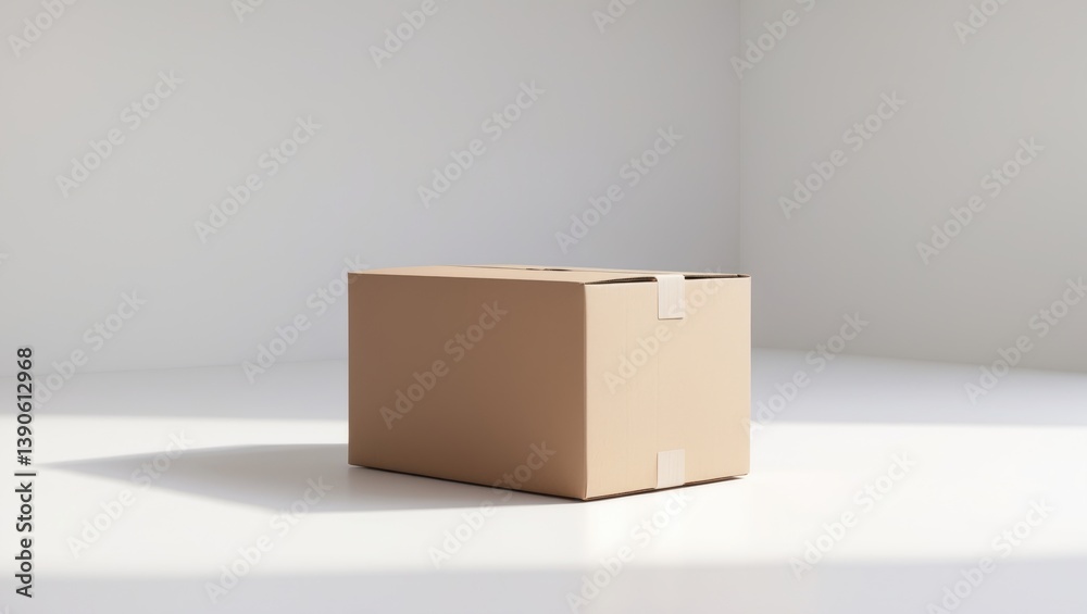 Poster single cardboard box on a white background