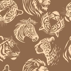 Animals seamless background. hand drawing. Not AI, Vector illustration.