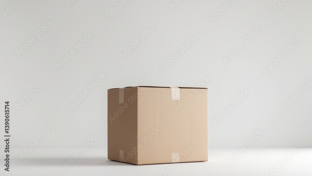 Poster isolated cardboard box on a white background
