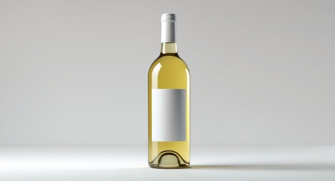 A bottle of white wine set against a neutral backdrop for mockup presentation purposes.