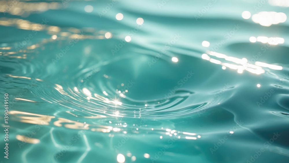 Poster tranquil pool water illuminated by sunlight. the idea of serenity and relaxation. close-up, selectiv