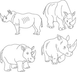 Rhino Clipart Set: Hand-drawn Rhino Illustrations: Doodle Cartoon Rhino Animals for Crafters, Designers, and DIY Lovers.