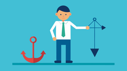 Anchoring Effect A visual showing an investor stuck to an anchor labeled First Price while trying to make a decision about current market price highlighting the anchoring bias.