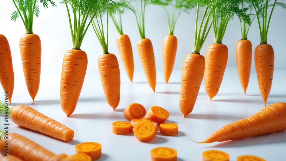 Poster isolated carrot set on a white surface.