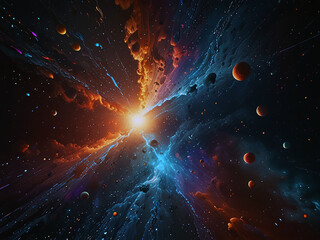 3d digital universe code illustration. Created using generative AI tools