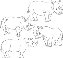 Rhino Clipart Set: Hand-drawn Rhino Illustrations: Doodle Cartoon Rhino Animals for Crafters, Designers, and DIY Lovers.