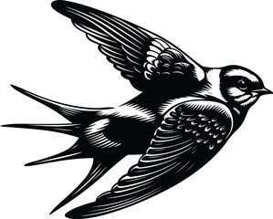 Swallow Bird Vector | Minimal Flying Silhouette Art