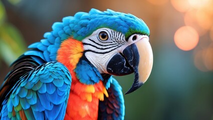 Obraz premium A blue macaw in profile gazing at you