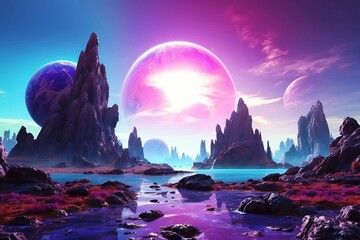 Hyperrealistic Sci-Fi Alien Planet Landscape