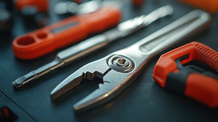 Variety of tools on dark surface
